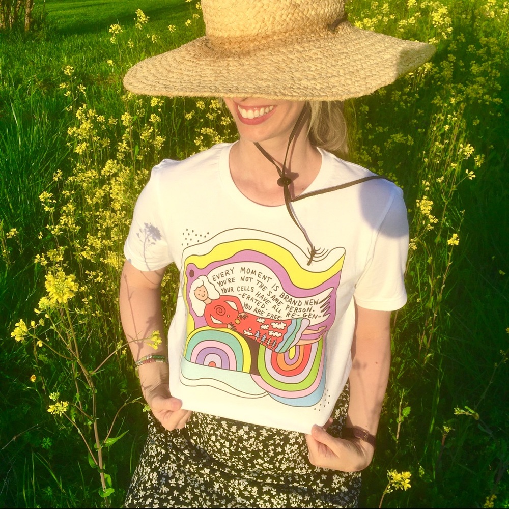 Folk art illustrated angel rainbow tshirt